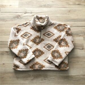 Thread & Supply Cream and Brown Cowl Neck Sweater